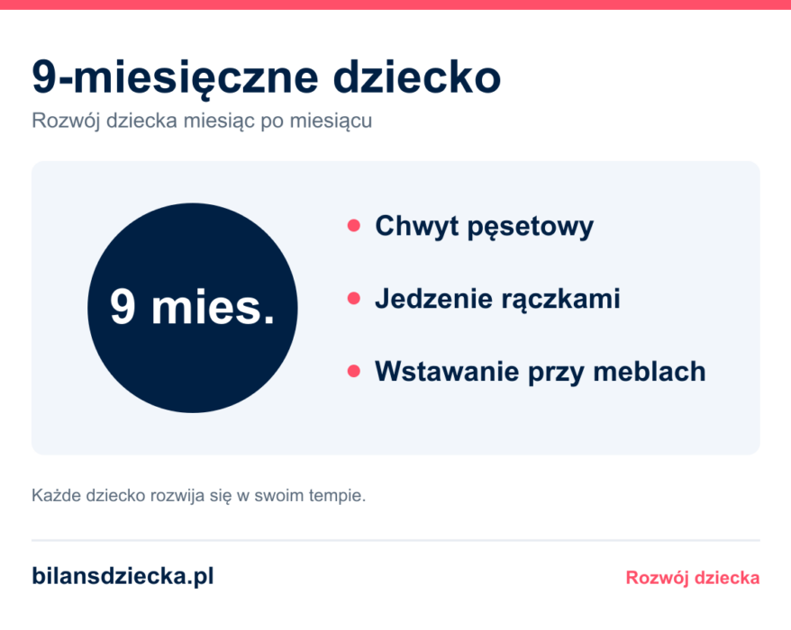 9-miesięczne dziecko: chwyt pęsetowy, jedzenie rączkami, wstawanie przy meblach